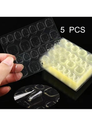 120 PCS Clear Jelly Nail Adhesive Tabs (5 Sheets), Double-Sided Waterproof Nail Stickers for Fake Nails, Easy Apply & Remove Without Damage - view 2